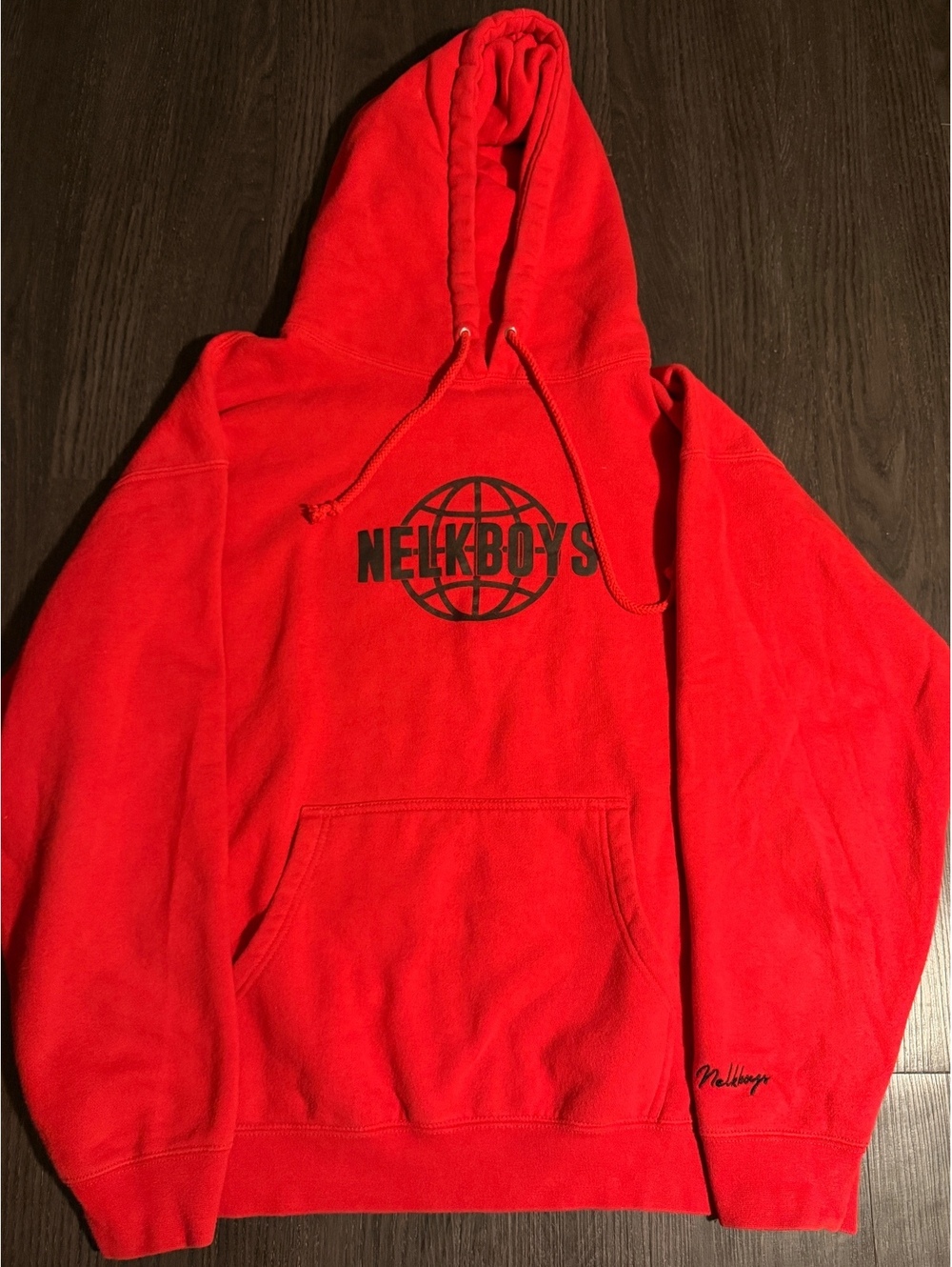 Nelk Boys Full Send Globe Logo Red Hoodie Large